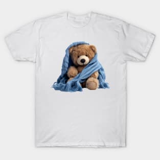 Adorable Teddy Bear with Blue Blanket T-Shirt